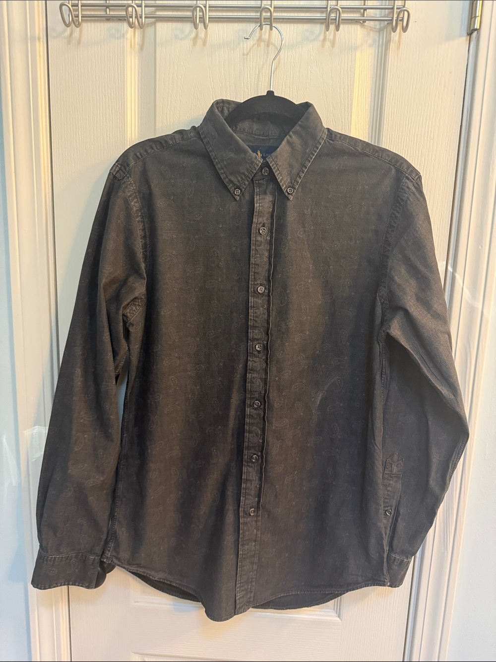 Ralph Lauren Washed Black Long-Sleeve Button-Down Shirt